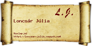 Loncsár Júlia névjegykártya